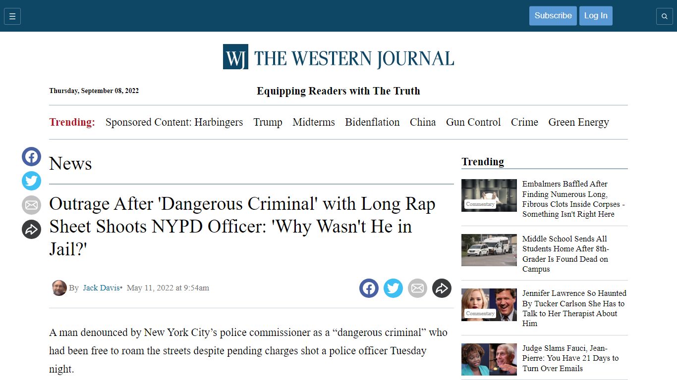 Outrage After 'Dangerous Criminal' with Long Rap Sheet Shoots NYPD ...